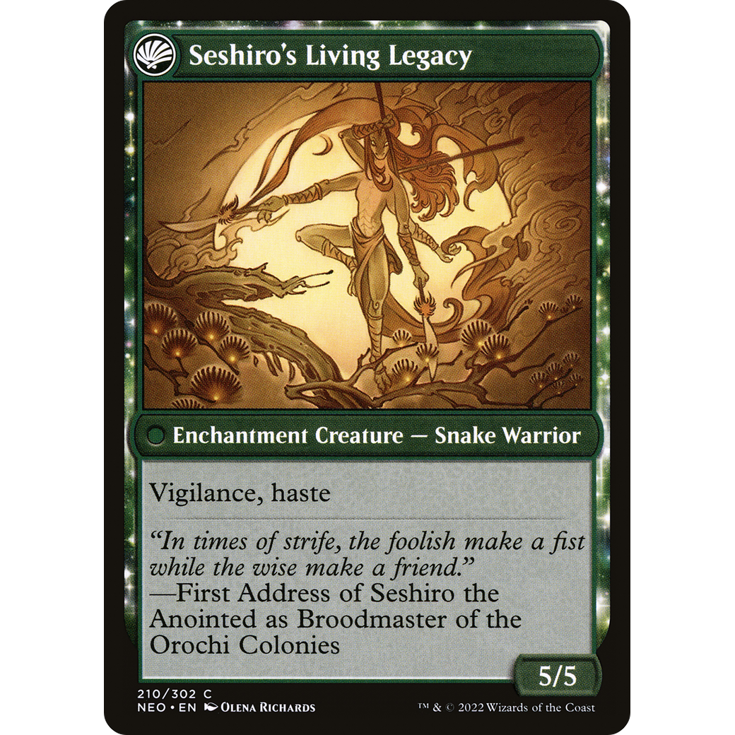 Tales of Master Seshiro // Seshiro's Living Legacy (NEO-210) - Kamigawa: Neon Dynasty: (fandfc, enchantment) Foil