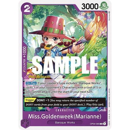 Miss.Goldenweek(Marianne) (OP04-065) - Kingdoms of Intrigue Pre-Release Cards