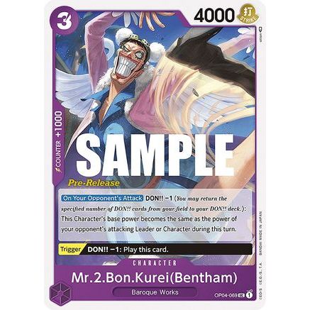 Mr.2.Bon.Kurei (Bentham) (OP04-069) - Kingdoms of Intrigue Pre-Release Cards