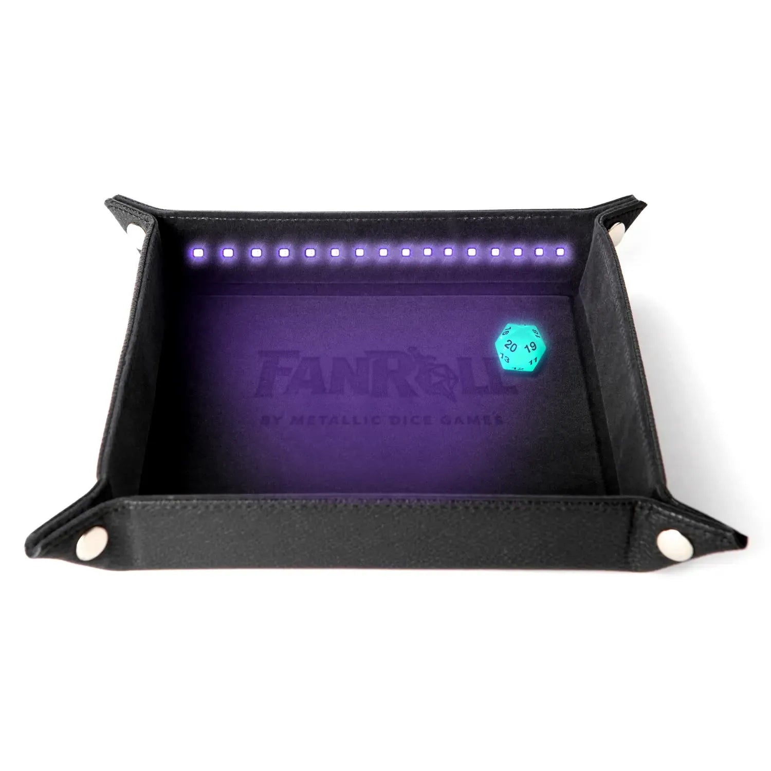 FanRoll Dice Trays - Blacklight with d20: Black