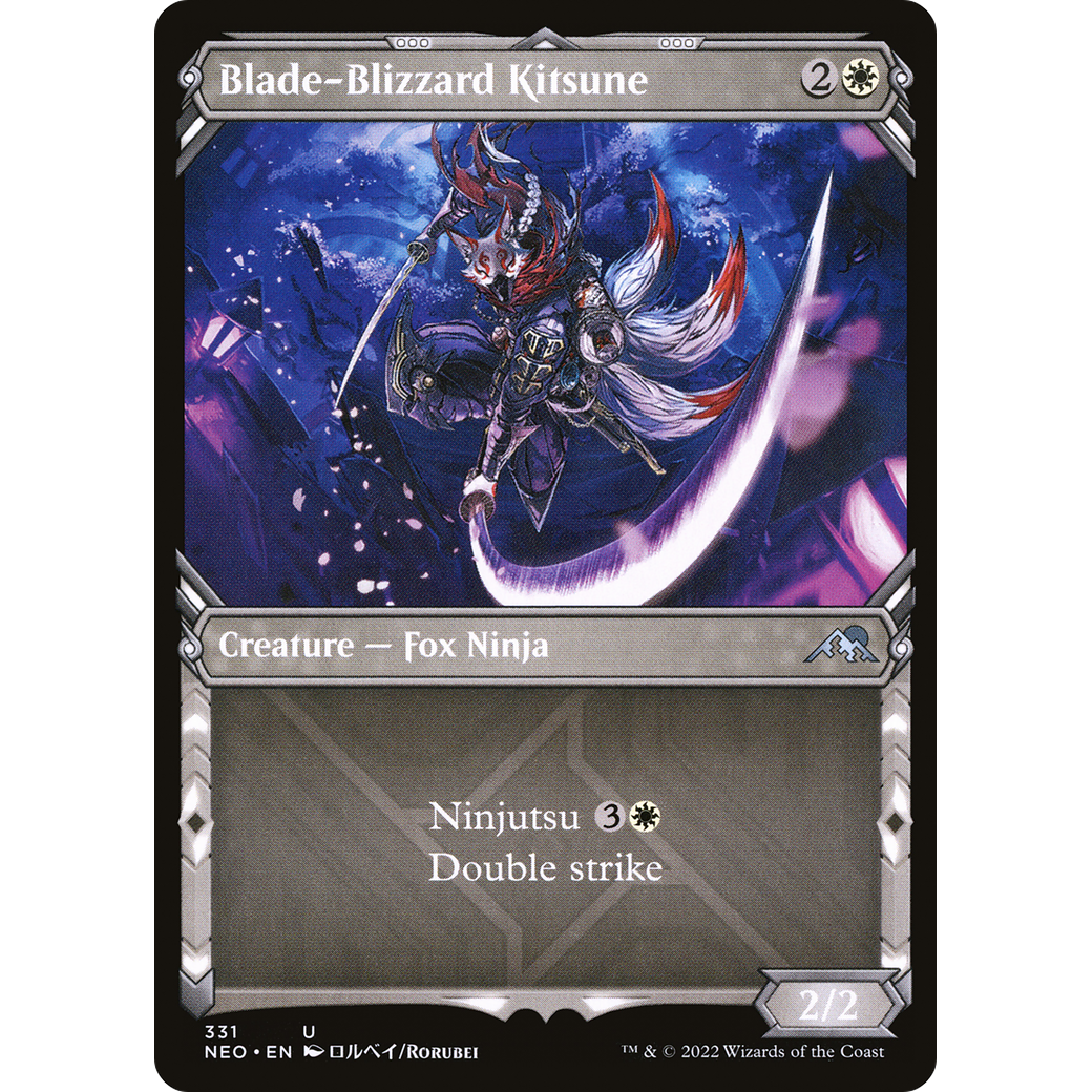 Blade-Blizzard Kitsune (NEO-331) - Kamigawa: Neon Dynasty: (Showcase) Foil
