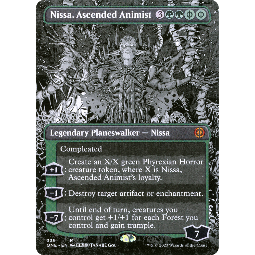 Nissa, Ascended Animist (ONE-339) - Phyrexia: All Will Be One: (Showcase) (Borderless) Foil