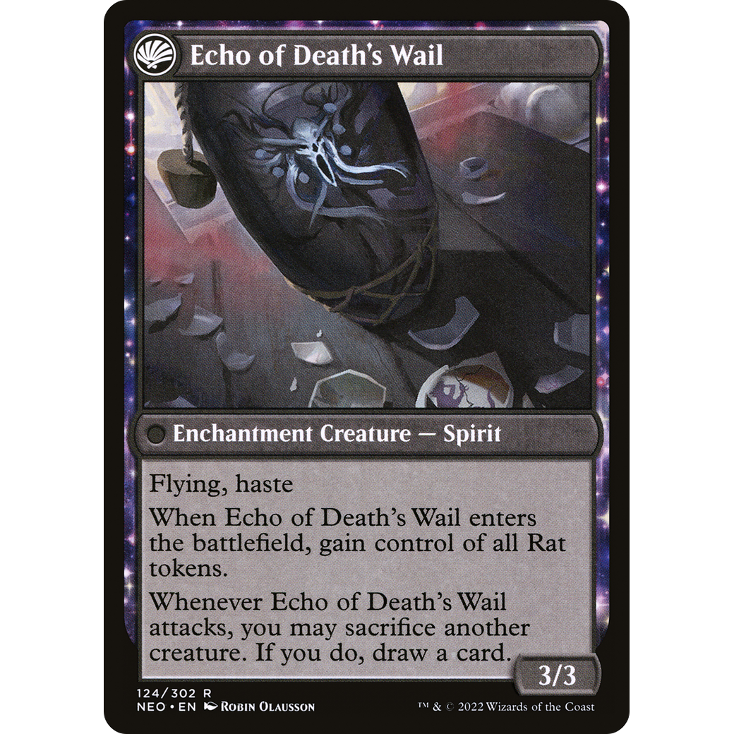 Tribute to Horobi // Echo of Death's Wail (NEO-124) - Kamigawa: Neon Dynasty: (fandfc, enchantment)