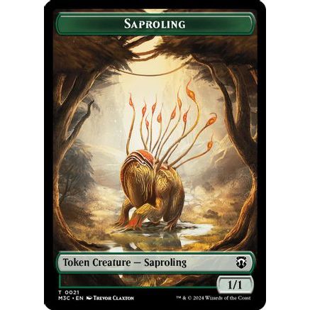 Saproling (Ripple Foil) // Emblem - Garruk, Apex Predator Double-Sided Token (M3C-21 // 27) - Modern Horizons 3 Commander Foil