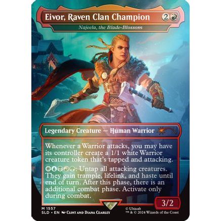 Eivor, Raven Clan Champion - Najeela, the Blade-Blossom (Rainbow Foil) (SLD-1557) - Secret Lair Drop Series Foil
