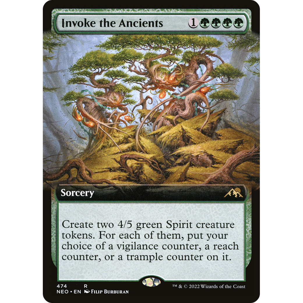 Invoke the Ancients (NEO-474) - Kamigawa: Neon Dynasty: (Extended Art) Foil