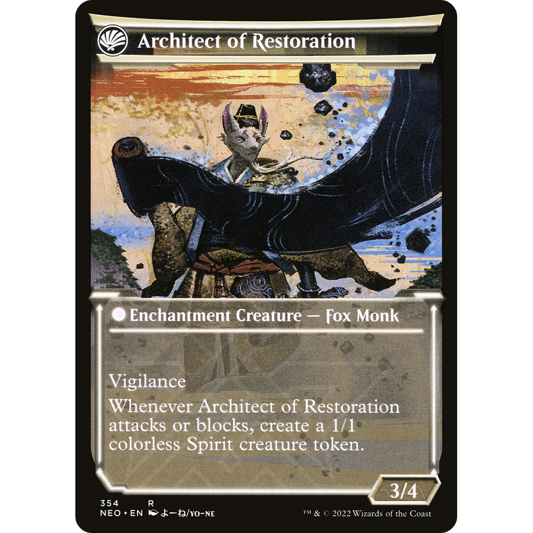 The Restoration of Eiganjo // Architect of Restoration (NEO-354) - Kamigawa: Neon Dynasty: (Showcase, fandfc)