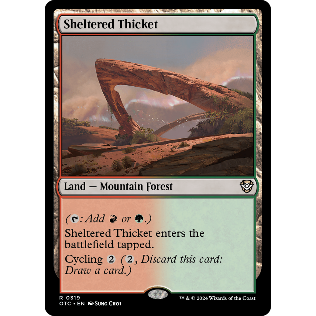 Sheltered Thicket (OTC-319) - Outlaws of Thunder Junction Commander