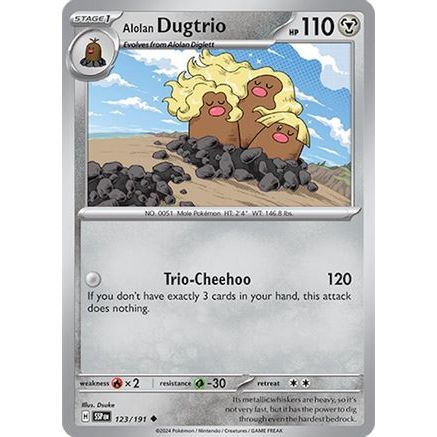 Alolan Dugtrio - 123/191 123 - SV08 Surging Sparks Reverse Holofoil