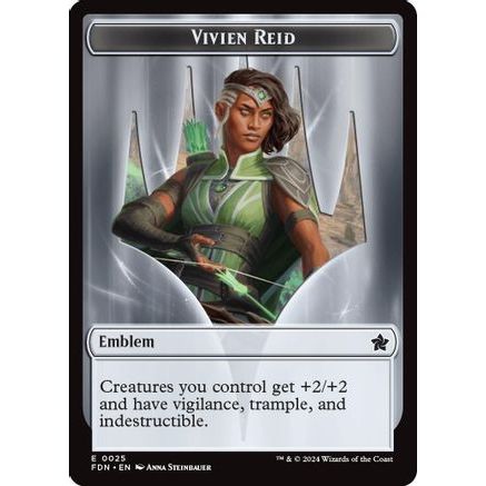 Emblem - Vivien Reid // Elf Warrior Double-Sided Token (FDN-25 // 19) - Foundations Foil