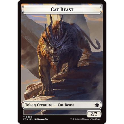 Cat Beast // Dragon (0017) Double-Sided Token (FDN-28 // 17) - Foundations
