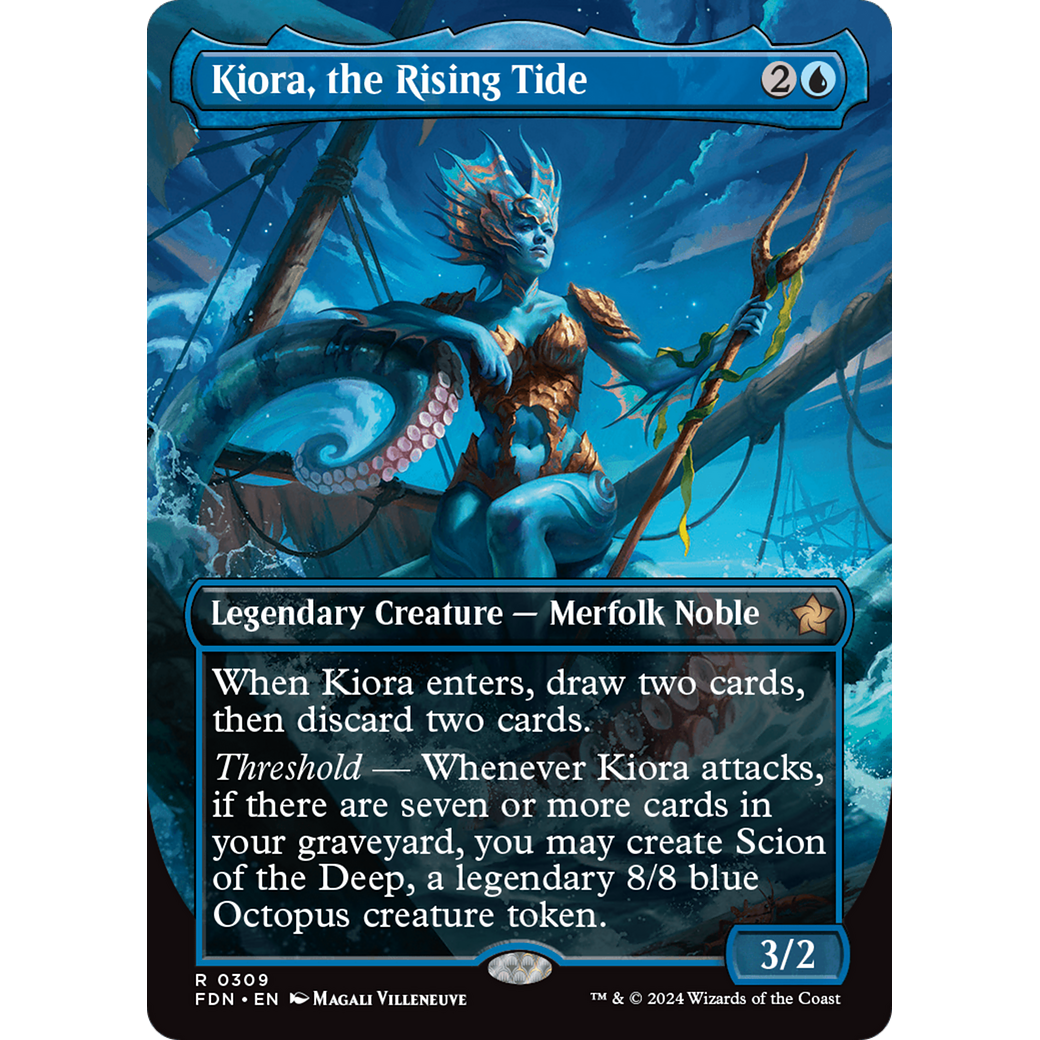 Kiora, the Rising Tide (FDN-309) - Foundations (Borderless) Foil