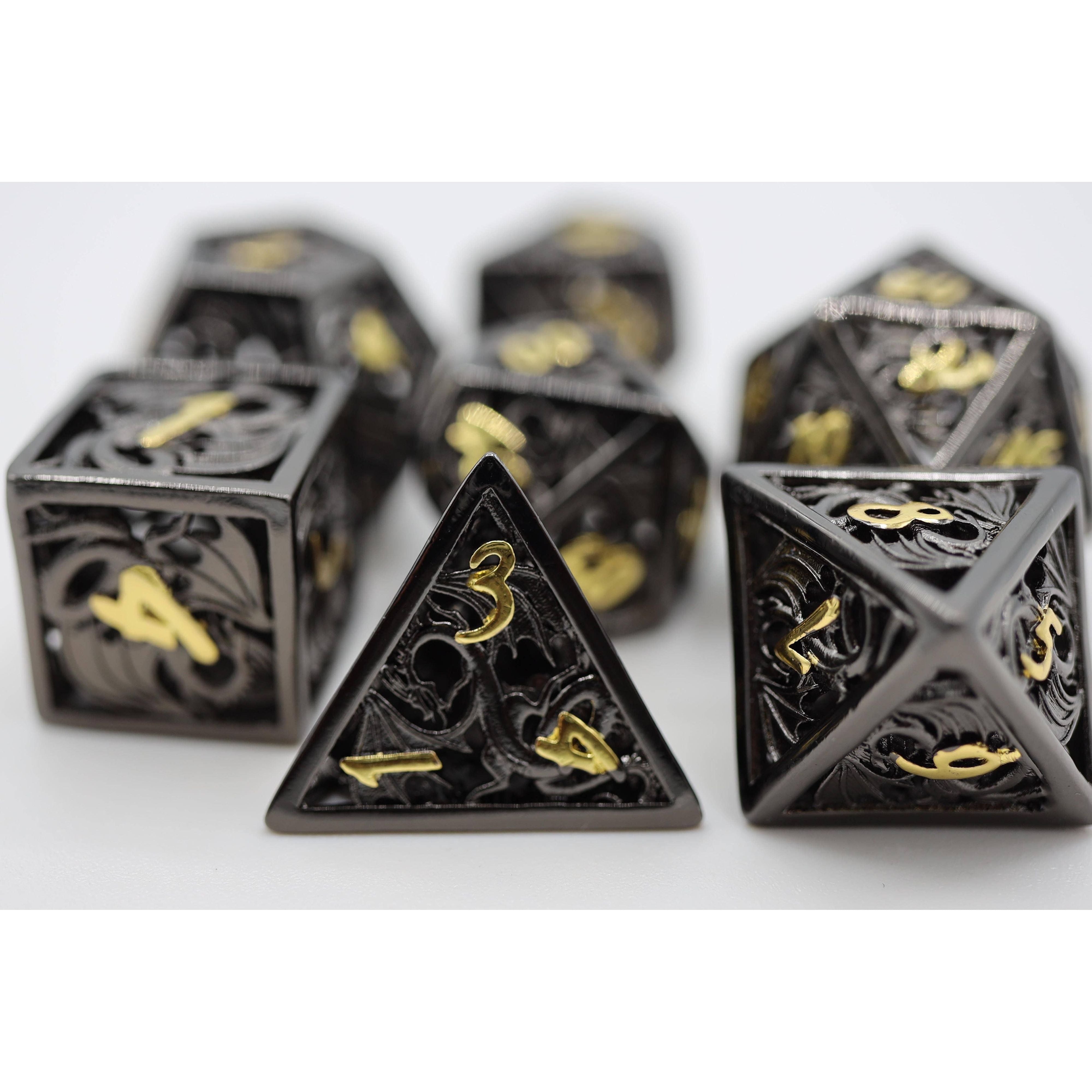 Dragon Essence: Night - Hollow Metal RPG Dice Set