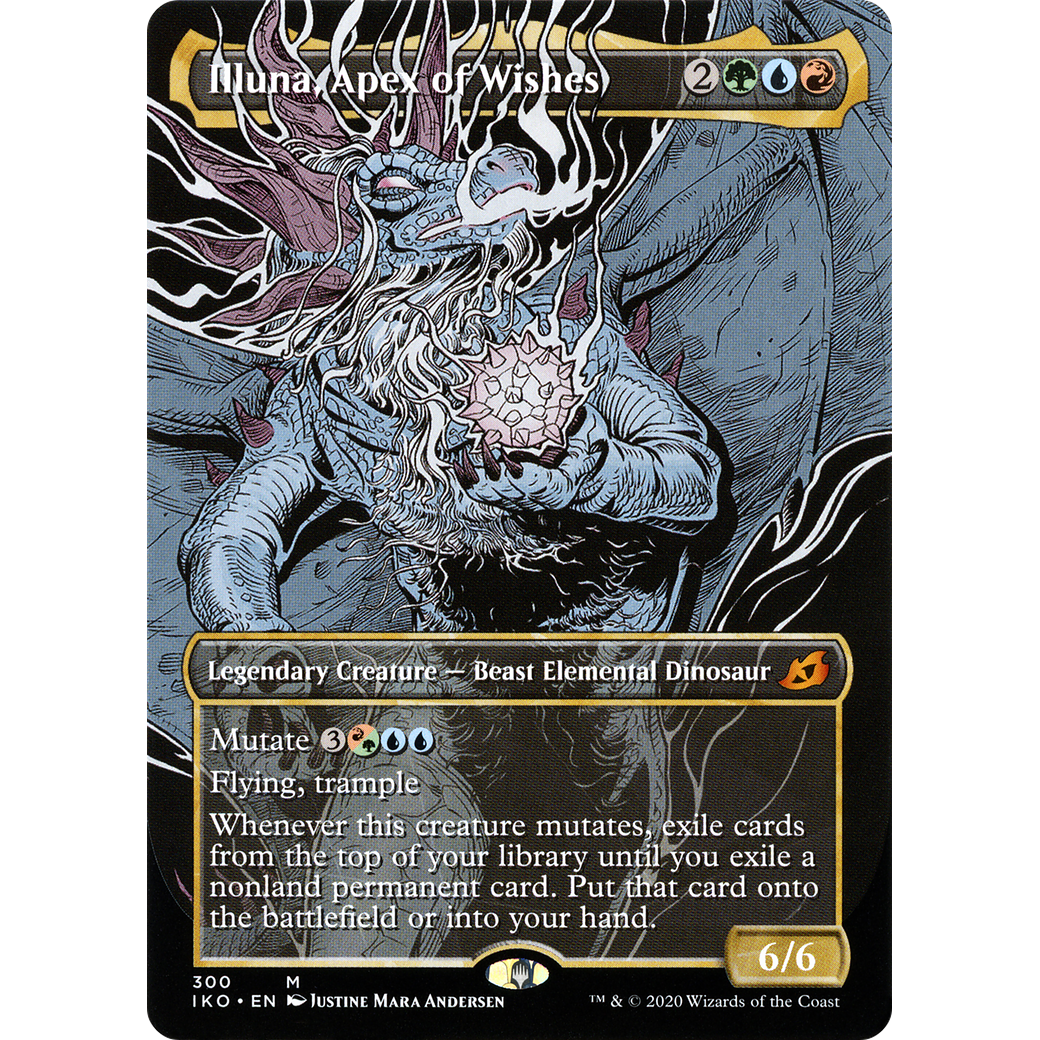 Illuna, Apex of Wishes (Showcase) (IKO-300) - Ikoria: Lair of Behemoths: (Showcase) (Borderless) Foil