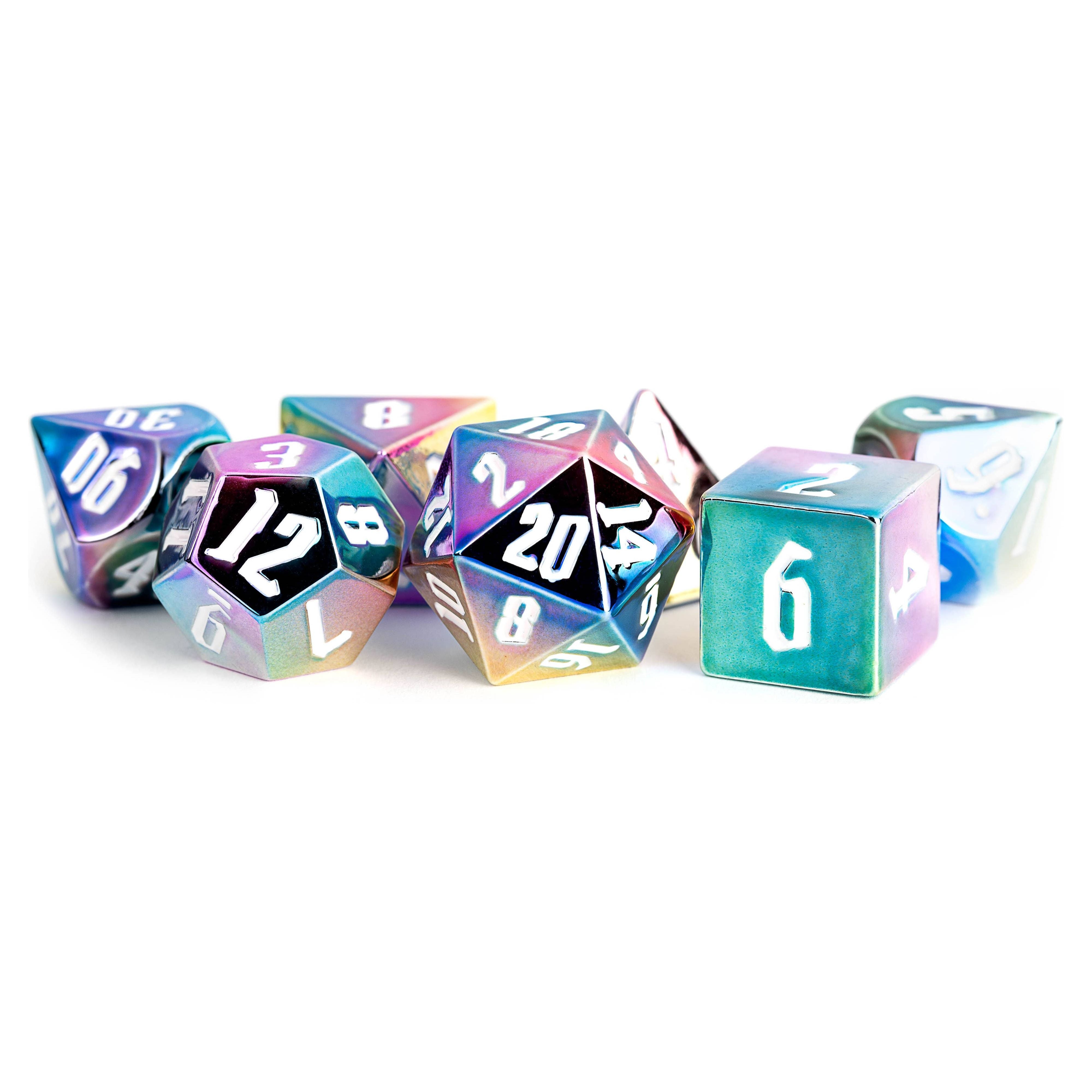 Rainbow Aegis 16mm Aluminum Plated Acrylic Poly Dice Set