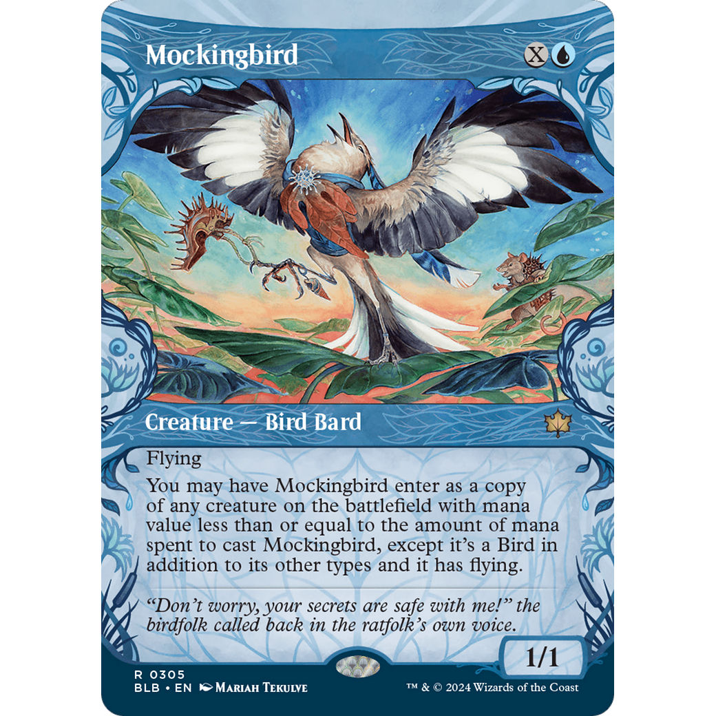 Mockingbird (BLB-305) - Bloomburrow: (Showcase) (Borderless) Foil