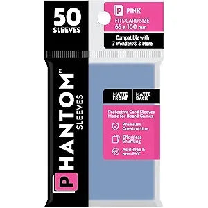 Phantom Sleeves: Pink Matte/Matte 50ct 65mmX100mm