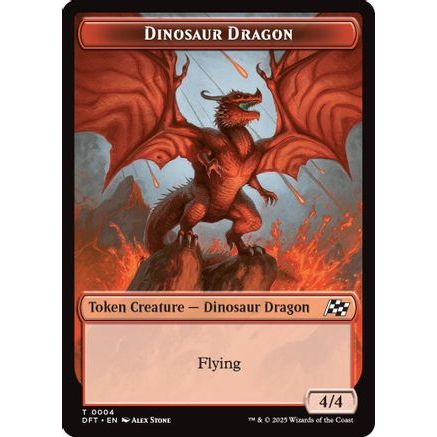 Dinosaur Dragon // Treasure Double-Sided Token (DFT-4 // 11) - Aetherdrift Foil