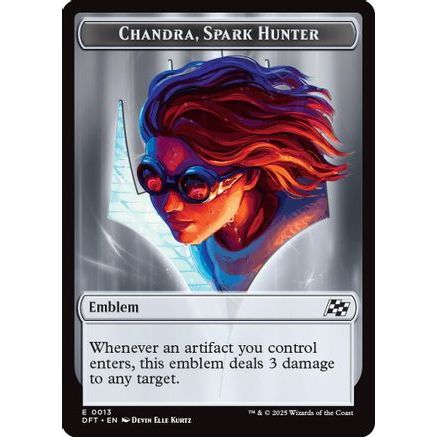 Emblem - Chandra, Spark Hunter // Vehicle Double-Sided Token (DFT-13 // 12) - Aetherdrift