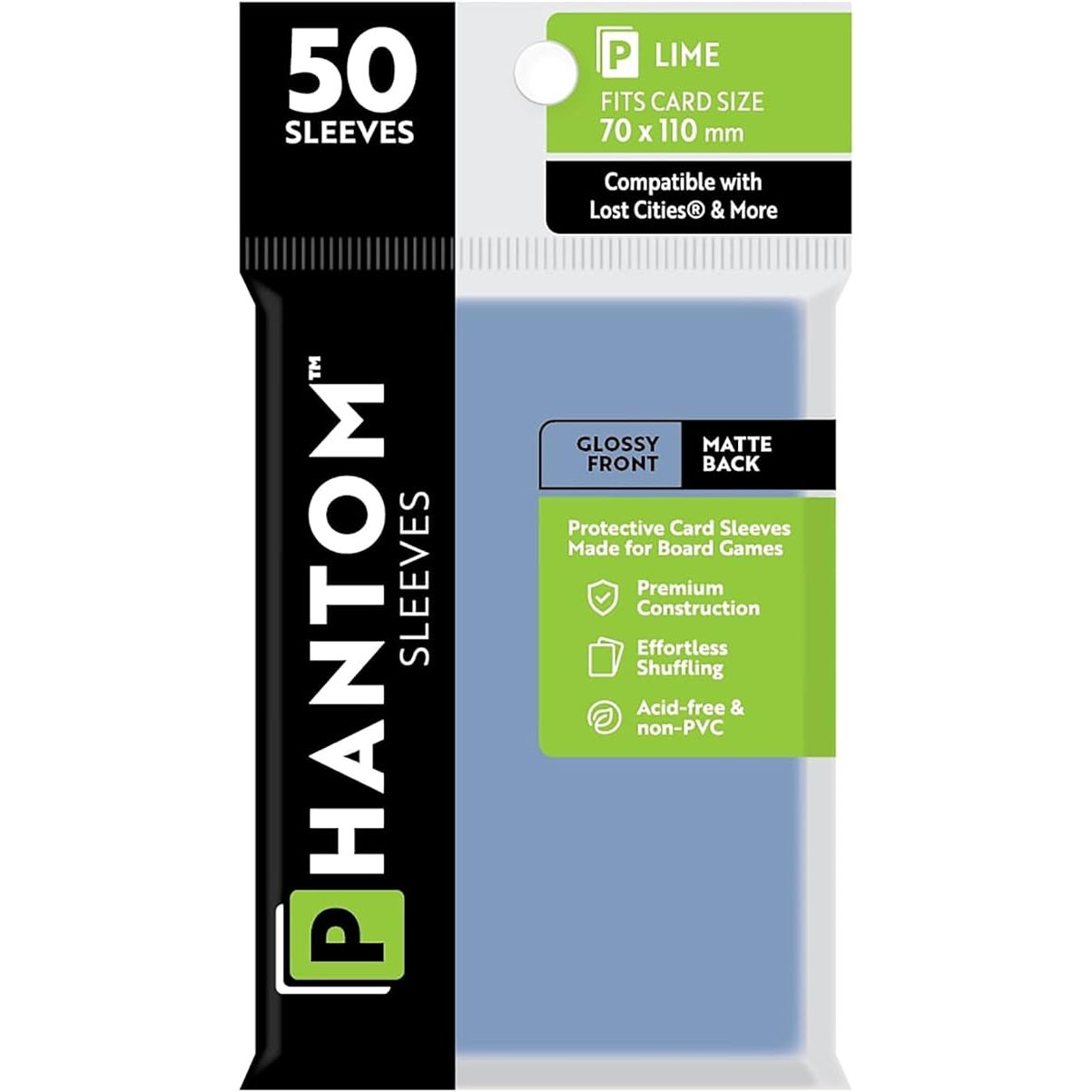 Phantom Sleeves: Lime Glossy/Matte 50ct 70mmx110mm