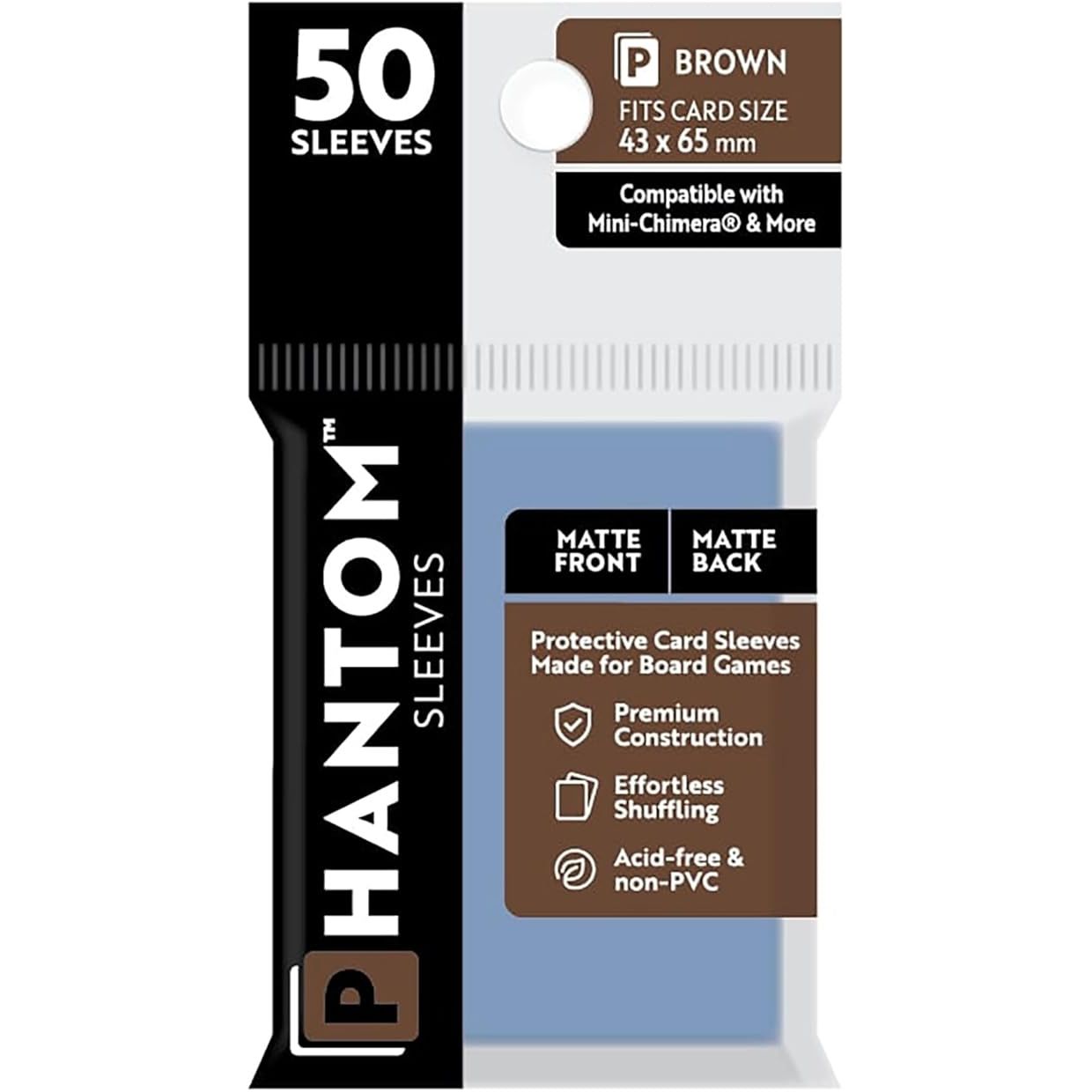 Phantom Sleeves: Brown Matte/Matte 50ct 43mmX65mm