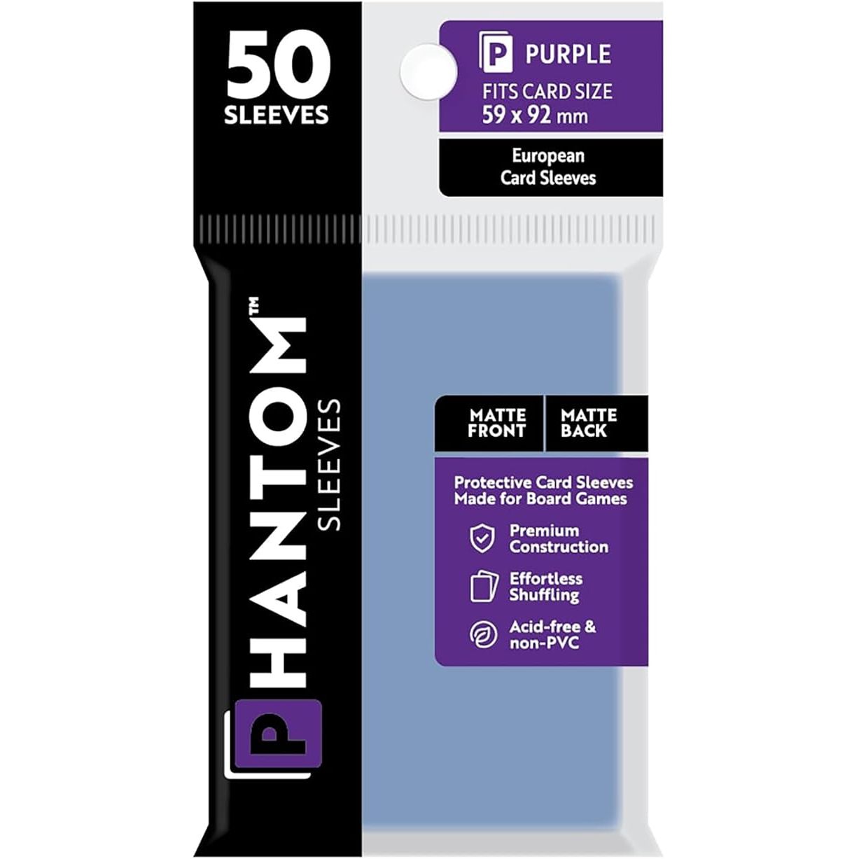 Phantom Sleeves: Purple Matte/Matte 50ct Sleeves 59mmX92mm