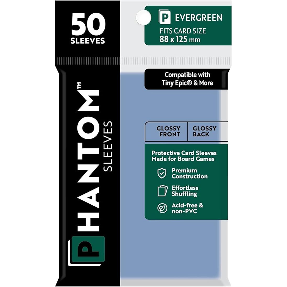 glossy card sleeves Phantom Sleeves: Evergreen Size (88mm x 125mm)