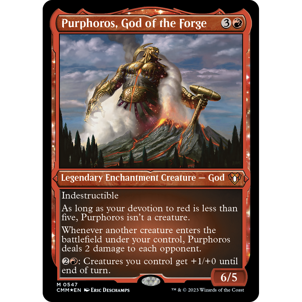 Purphoros, God of the Forge (CMM-547) - Commander Masters: (enchantment) Etched Foil