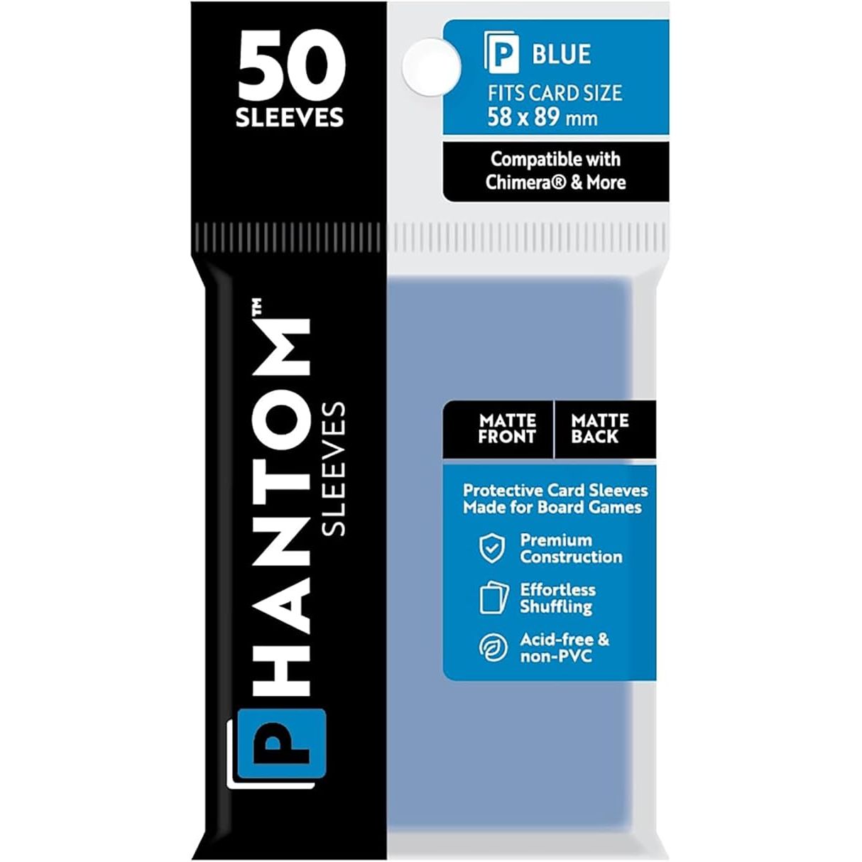 Phantom Sleeves: Blue Matte/Matte 50ct 58mmx89mm