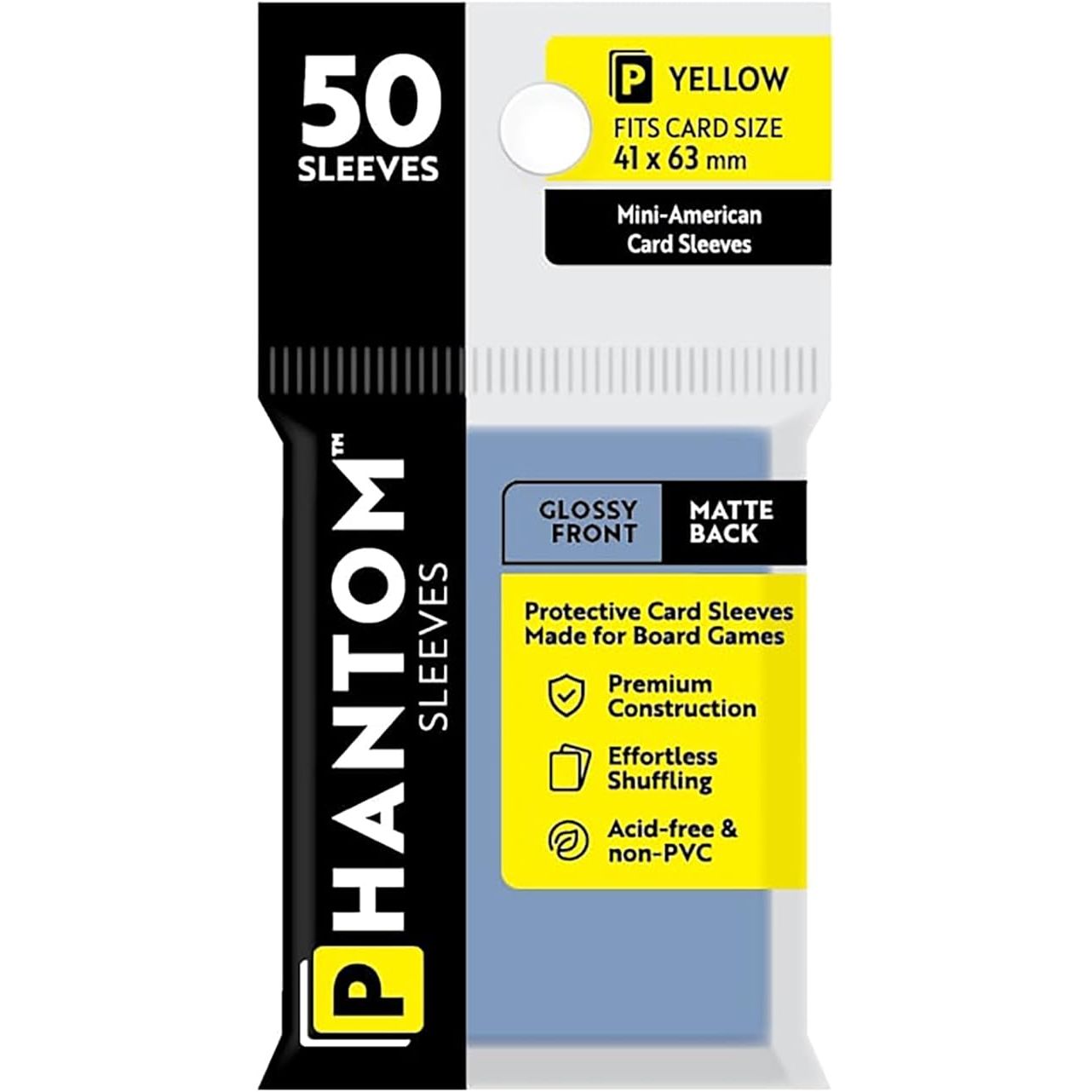 Phantom Sleeves: Yellow Glossy/Matte 50ct 41mmX63mm