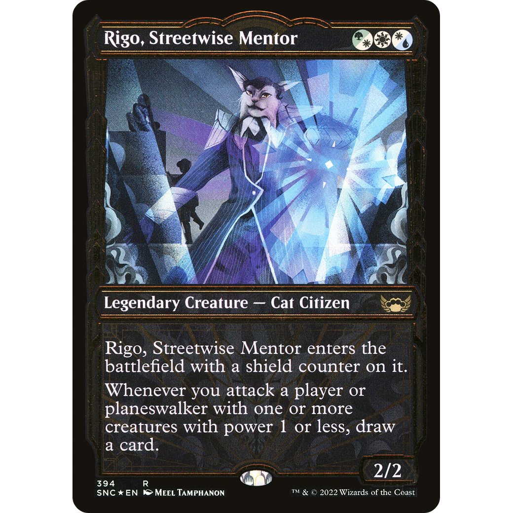 Rigo, Streetwise Mentor (Gilded Foil) (SNC-394) - Streets of New Capenna: (Showcase) Foil