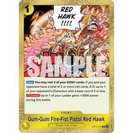 Gum-Gum Fire-Fist Pistol Red Hawk (OP11-114) - A Fist of Divine Speed Foil