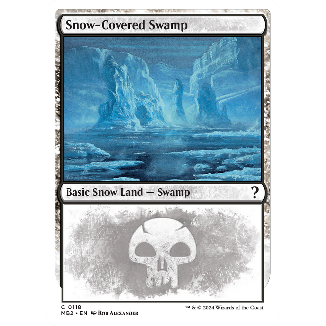 Snow-Covered Swamp (White Border) (MB2-118) - Mystery Booster 2: (snow)