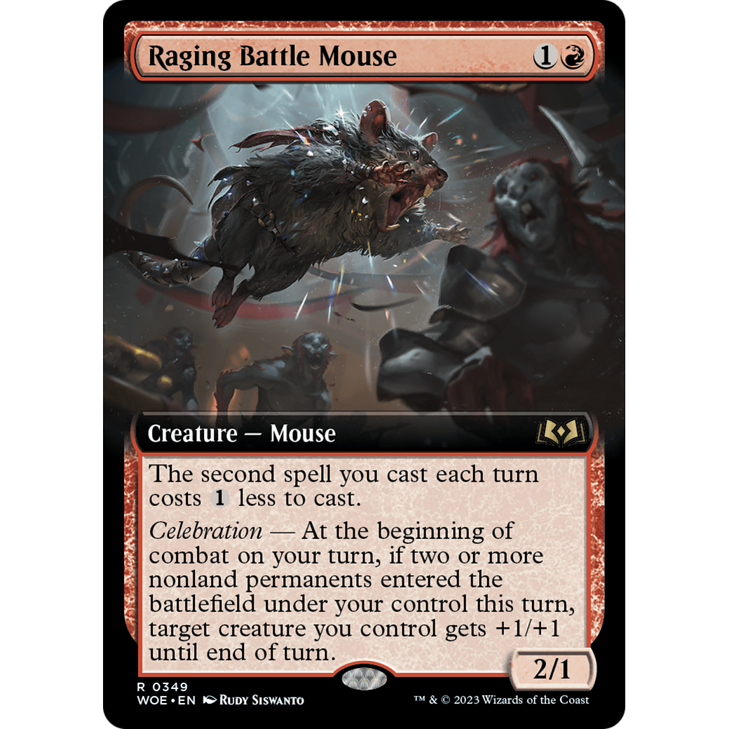 Raging Battle Mouse (WOE-349) - Wilds of Eldraine: (Extended Art)