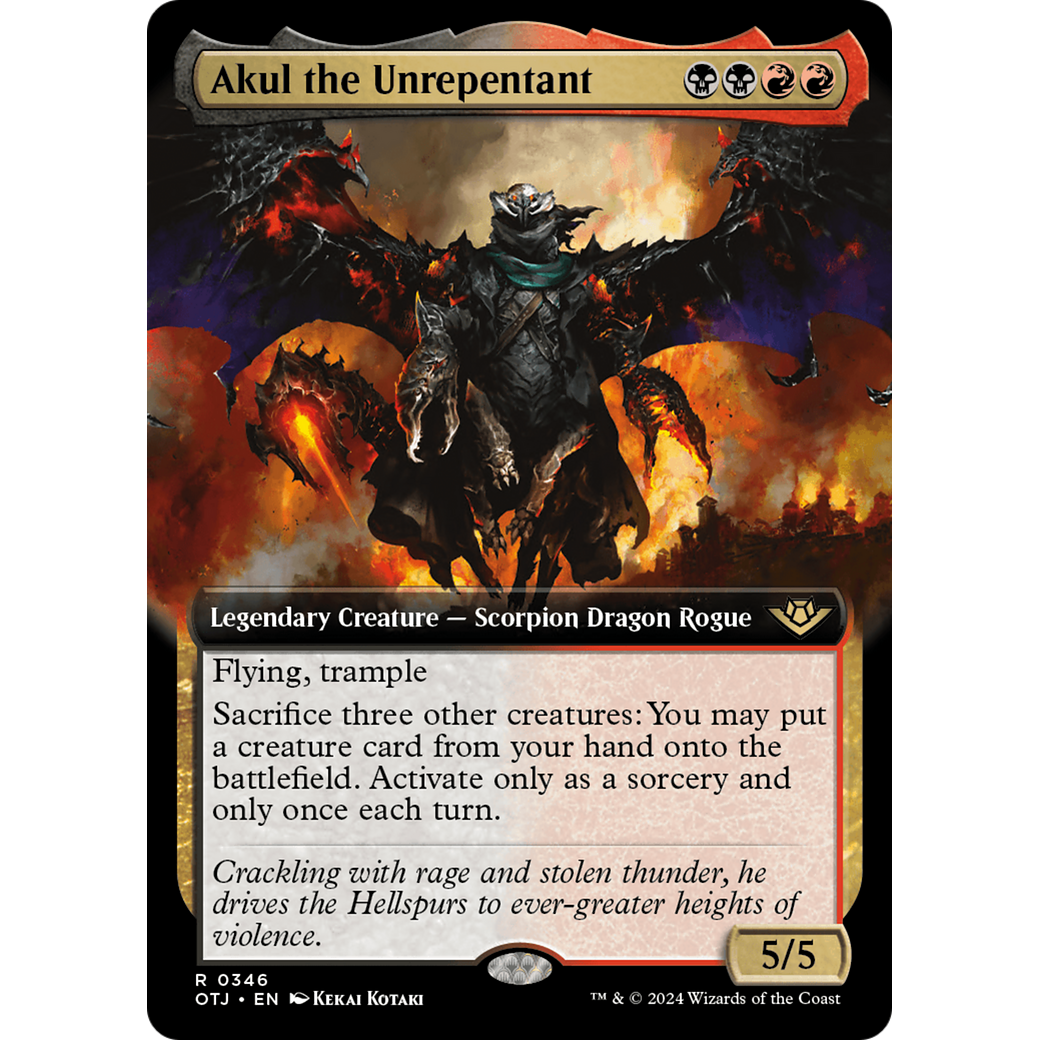 Akul the Unrepentant (OTJ-346) - Outlaws of Thunder Junction: (Extended Art) Foil