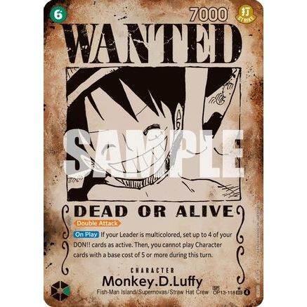 Monkey.D.Luffy (118) (Wanted Poster) (OP13-118) - Carrying On His Will Foil