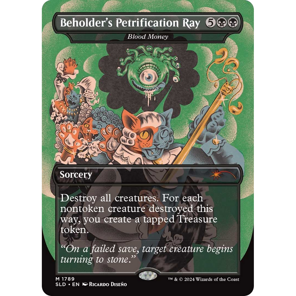 Beholder's Petrification Ray - Blood Money (SLD-1789) - Secret Lair Drop / Beholder's Petrification Ray (Borderless)