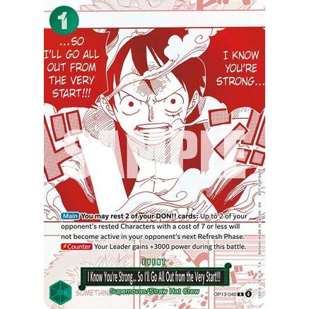 I Know You're Strong... So I'll Go All Out from the Very Start!!! (3rd Anniversary Treasure Campaign Pack) (OP13-040) - One Piece Promotion Cards Foil