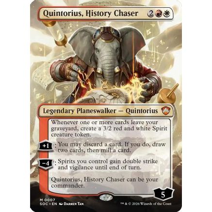 Quintorius, History Chaser (Borderless) (SOC-007) - Commander: Secrets of Strixhaven