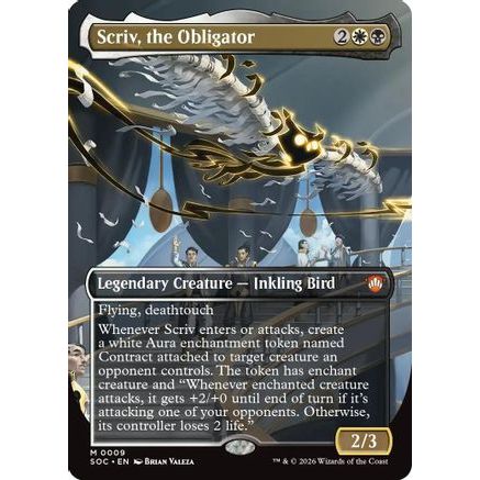 Scriv, the Obligator (Borderless) (SOC-009) - Commander: Secrets of Strixhaven Foil