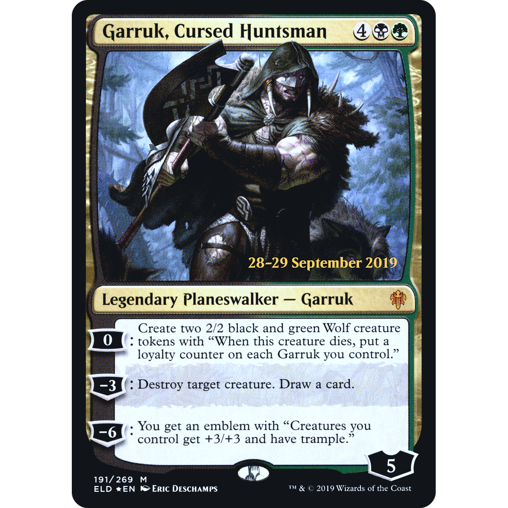 Garruk, Cursed Huntsman (PRE-191) - Throne of Eldraine Promos Foil