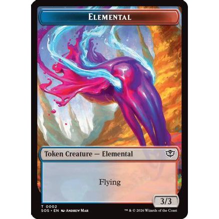 Elemental (0002) // Treasure Double-Sided Token (SOS-2 // 12) - Secrets of Strixhaven