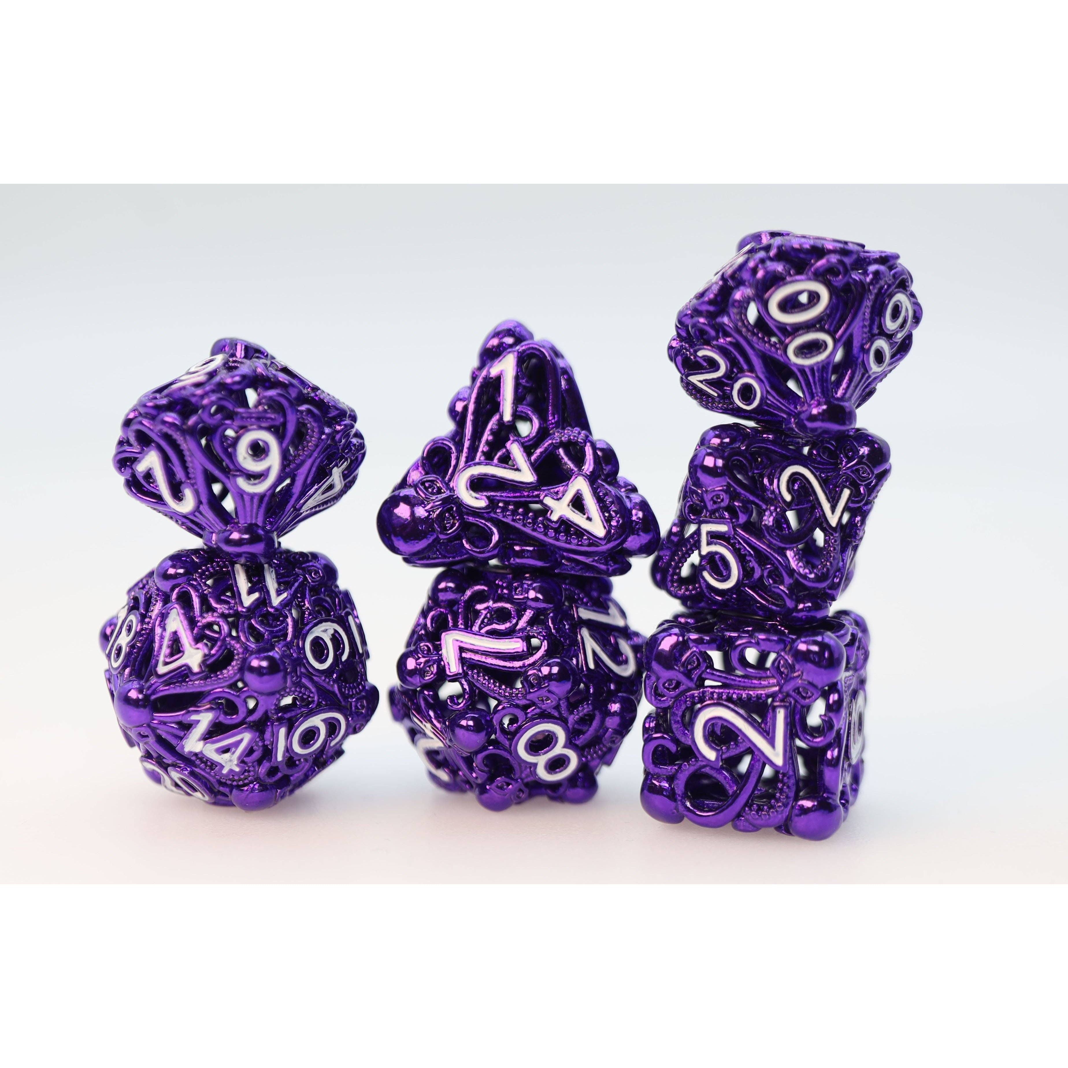 Mind Eater: Electric Purple - Hollow Metal RPG Dice Set