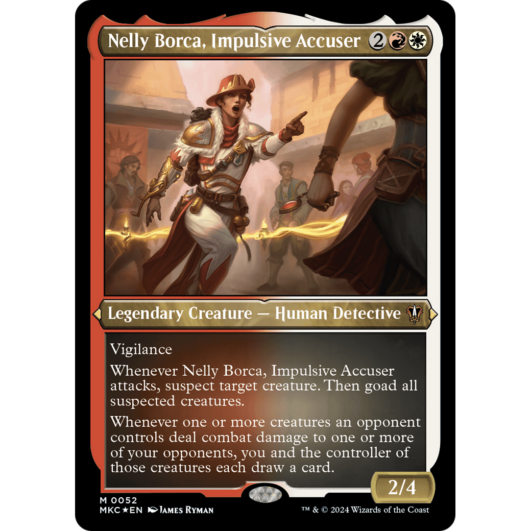 Nelly Borca, Impulsive Accuser (MKC-052) - Murders at Karlov Manor Commander Etched Foil