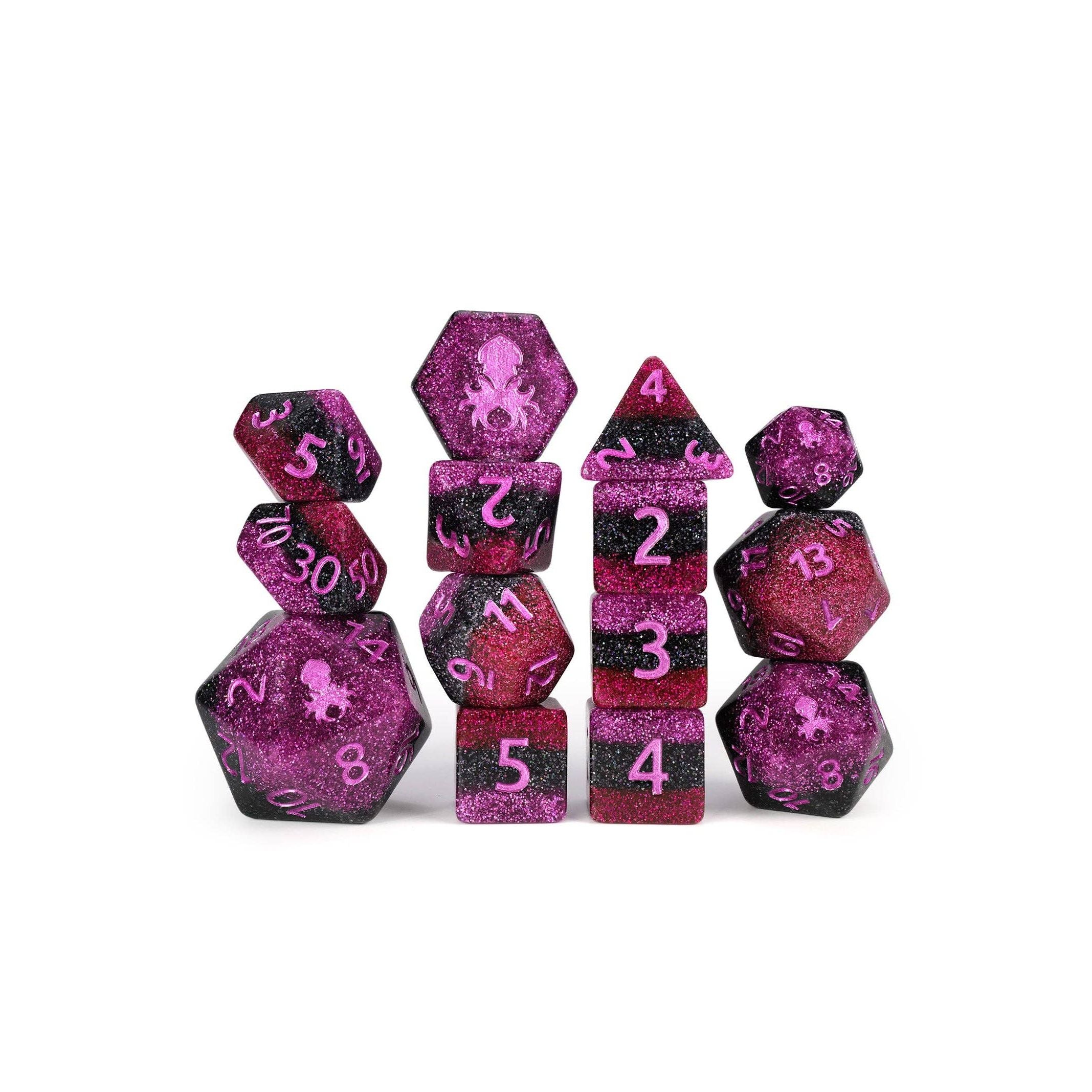 Bewitched 14pc Dice Set Inked in Pink