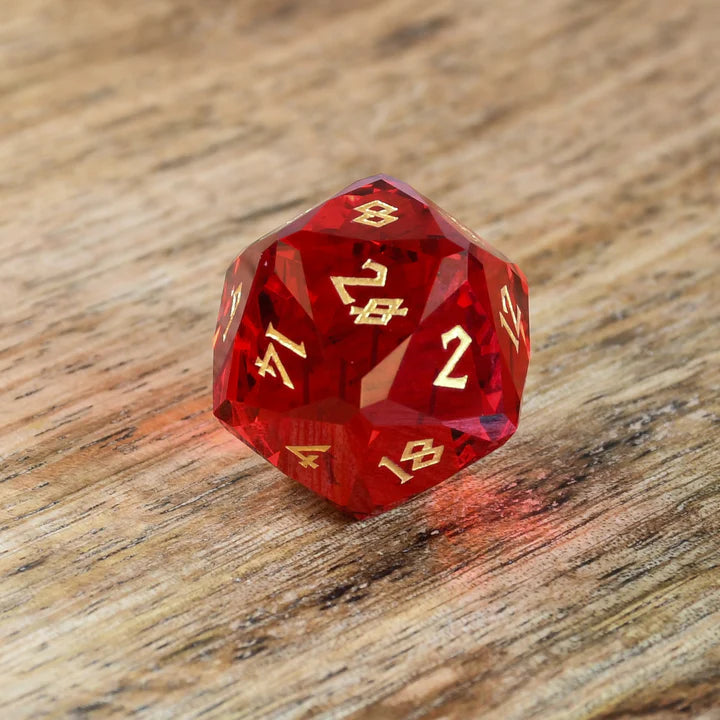 Misty Mountain - Ruby - 7-set Multifaceted Glass Dice