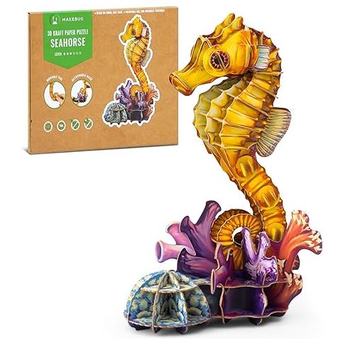 Seahorse 3D Kraft Paper Puzzle