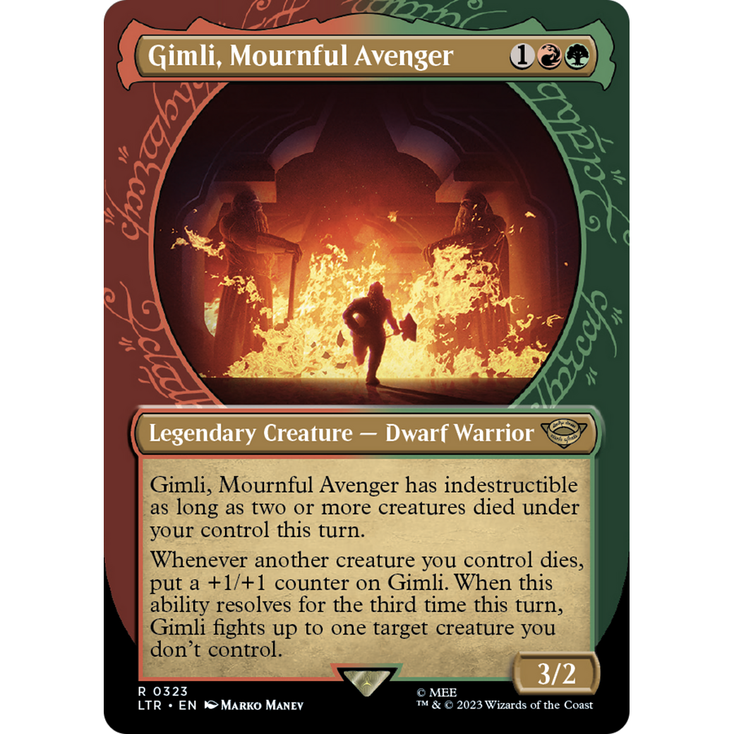 Gimli, Mournful Avenger (LTR-323) - The Lord of the Rings: Tales of Middle-earth: (Showcase) (Borderless) Foil