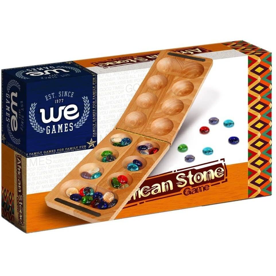 Solid Wood Folding Mancala with Glass Stones - 18 in.