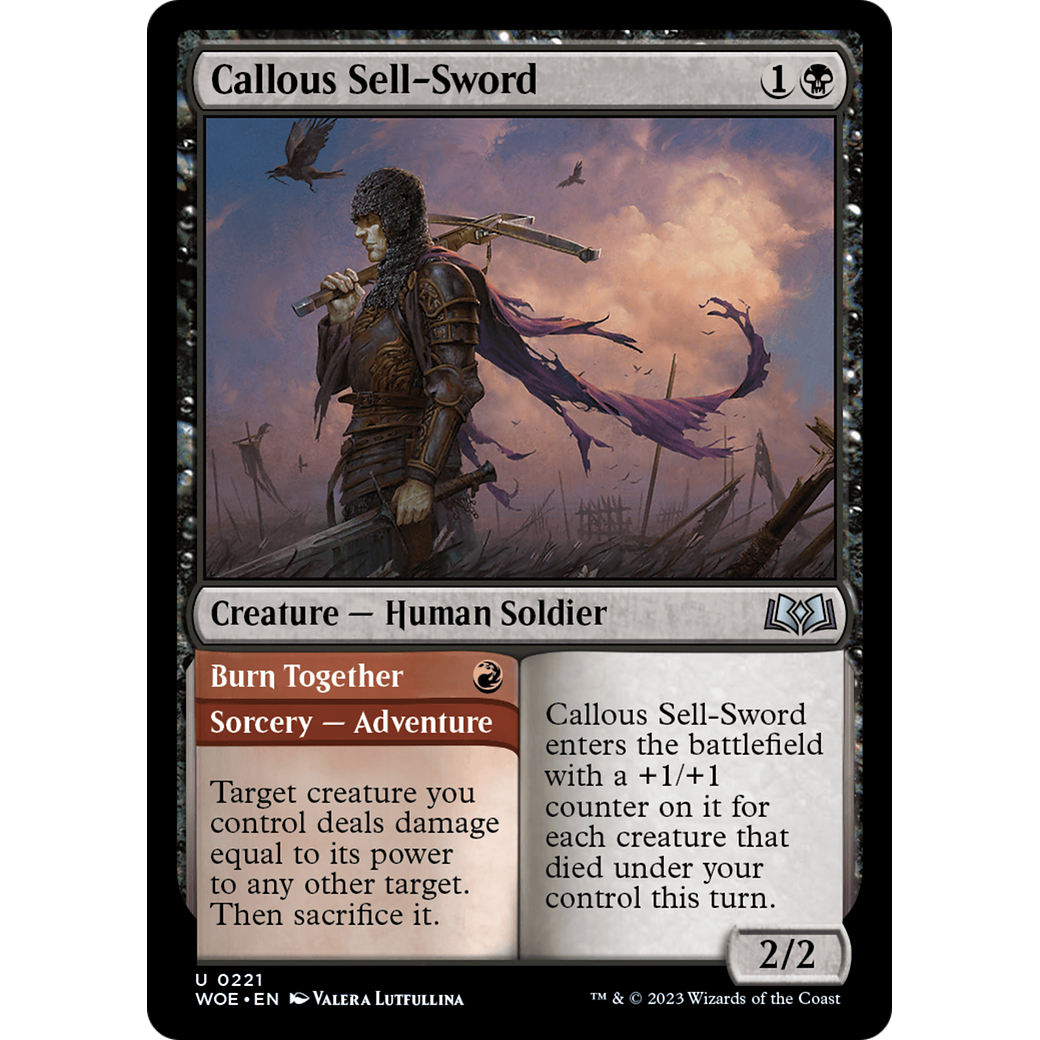 Callous Sell-Sword // Burn Together (WOE-221) - Wilds of Eldraine Foil